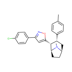 Cc1ccc([C@@H]2C[C@H]3CC[C@@H]([C@@H]2c2cc(-c4ccc(Cl)cc4)no2)N3C)cc1 ZINC000036271698