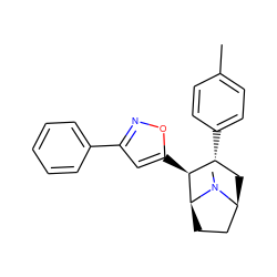 Cc1ccc([C@@H]2C[C@H]3CC[C@@H]([C@H]2c2cc(-c4ccccc4)no2)N3C)cc1 ZINC000026664450