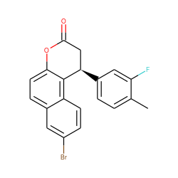 Cc1ccc([C@@H]2CC(=O)Oc3ccc4cc(Br)ccc4c32)cc1F ZINC000029135922