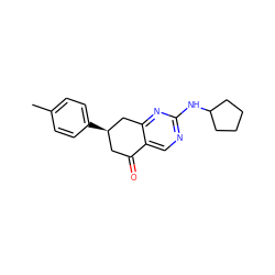 Cc1ccc([C@@H]2CC(=O)c3cnc(NC4CCCC4)nc3C2)cc1 ZINC000000534544