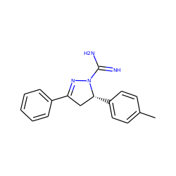 Cc1ccc([C@@H]2CC(c3ccccc3)=NN2C(=N)N)cc1 ZINC000072175533