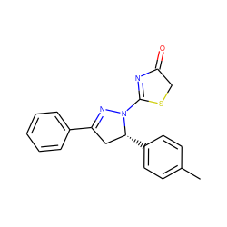 Cc1ccc([C@@H]2CC(c3ccccc3)=NN2C2=NC(=O)CS2)cc1 ZINC000073296577