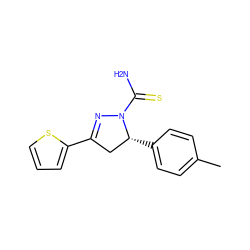 Cc1ccc([C@@H]2CC(c3cccs3)=NN2C(N)=S)cc1 ZINC000013675244