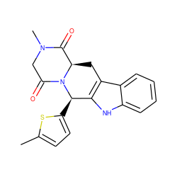 Cc1ccc([C@@H]2c3[nH]c4ccccc4c3C[C@@H]3C(=O)N(C)CC(=O)N23)s1 ZINC000142491209