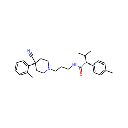 Cc1ccc([C@H](C(=O)NCCCN2CCC(C#N)(c3ccccc3C)CC2)C(C)C)cc1 ZINC000029391344