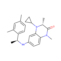 Cc1ccc([C@H](C)Nc2ccc3c(c2)N(C2CC2)[C@H](C)C(=O)N3C)c(C)c1 ZINC001772572851