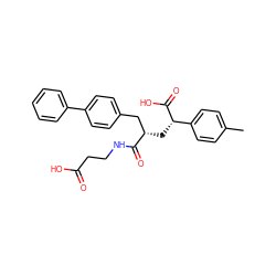 Cc1ccc([C@H](C[C@@H](Cc2ccc(-c3ccccc3)cc2)C(=O)NCCC(=O)O)C(=O)O)cc1 ZINC000013741336