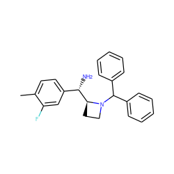 Cc1ccc([C@H](N)[C@@H]2CCN2C(c2ccccc2)c2ccccc2)cc1F ZINC000022941570