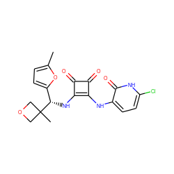 Cc1ccc([C@H](Nc2c(Nc3ccc(Cl)[nH]c3=O)c(=O)c2=O)C2(C)COC2)o1 ZINC000207353928