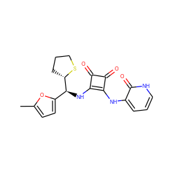 Cc1ccc([C@H](Nc2c(Nc3ccc[nH]c3=O)c(=O)c2=O)[C@@H]2CCCS2)o1 ZINC000207395219