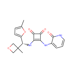 Cc1ccc([C@H](Nc2c(Nc3ccc[nH]c3=O)c(=O)c2=O)C2(C)COC2)o1 ZINC000207335614