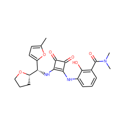 Cc1ccc([C@H](Nc2c(Nc3cccc(C(=O)N(C)C)c3O)c(=O)c2=O)[C@@H]2CCCO2)o1 ZINC000207389371