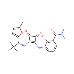 Cc1ccc([C@H](Nc2c(Nc3cccc(C(=O)N(C)C)c3O)c(=O)c2=O)C(C)(C)C)o1 ZINC000101109911