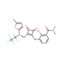 Cc1ccc([C@H](Nc2c(Nc3cccc(C(=O)N(C)C)c3O)c(=O)c2=O)C(F)(F)C(F)(F)F)o1 ZINC000101176817