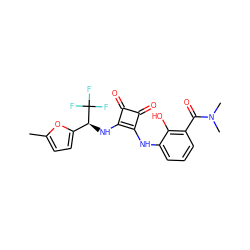 Cc1ccc([C@H](Nc2c(Nc3cccc(C(=O)N(C)C)c3O)c(=O)c2=O)C(F)(F)F)o1 ZINC000101176492