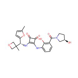 Cc1ccc([C@H](Nc2c(Nc3cccc(C(=O)N4CC[C@@H](O)C4)c3O)c(=O)c2=O)C2(C)COC2)o1 ZINC000207416762