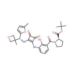 Cc1ccc([C@H](Nc2c(Nc3cccc(C(=O)N4CCC[C@@H]4C(=O)OC(C)(C)C)c3O)c(=O)c2=O)C2(C)COC2)o1 ZINC000205438663