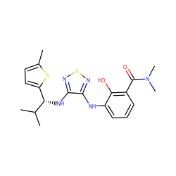 Cc1ccc([C@H](Nc2nsnc2Nc2cccc(C(=O)N(C)C)c2O)C(C)C)s1 ZINC000040872730