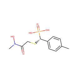 Cc1ccc([C@H](SCC(=O)N(C)O)P(=O)(O)O)cc1 ZINC000096284900