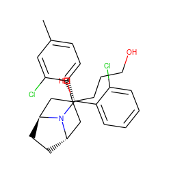 Cc1ccc([C@H](c2ccccc2Cl)N2[C@H]3CC[C@H]2CC(O)(CCCO)C3)c(Cl)c1 ZINC000261081823