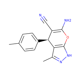 Cc1ccc([C@H]2C(C#N)=C(N)Oc3[nH]nc(C)c32)cc1 ZINC000004103238