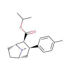 Cc1ccc([C@H]2C[C@@H]3CC[C@H]([C@H]2C(=O)OC(C)C)N3C)cc1 ZINC000013532663