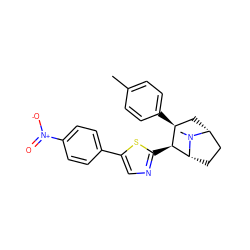 Cc1ccc([C@H]2C[C@@H]3CC[C@H]([C@H]2c2ncc(-c4ccc([N+](=O)[O-])cc4)s2)N3C)cc1 ZINC000014978618