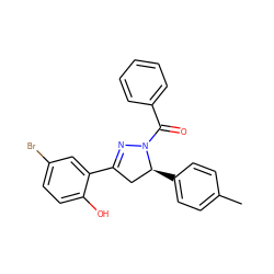 Cc1ccc([C@H]2CC(c3cc(Br)ccc3O)=NN2C(=O)c2ccccc2)cc1 ZINC000299836940