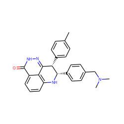 Cc1ccc([C@H]2c3n[nH]c(=O)c4cccc(c34)N[C@H]2c2ccc(CN(C)C)cc2)cc1 ZINC000118617125