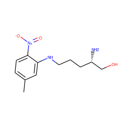 Cc1ccc([N+](=O)[O-])c(NCCC[C@H](N)CO)c1 ZINC000003806185