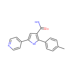 Cc1ccc(-c2[nH]c(-c3ccncc3)cc2C(N)=O)cc1 ZINC000064526935