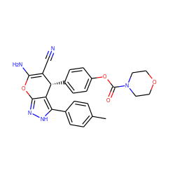 Cc1ccc(-c2[nH]nc3c2[C@@H](c2ccc(OC(=O)N4CCOCC4)cc2)C(C#N)=C(N)O3)cc1 ZINC000009434174