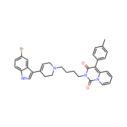 Cc1ccc(-c2c(=O)n(CCCCN3CC=C(c4c[nH]c5ccc(Br)cc45)CC3)c(=O)n3ccccc23)cc1 ZINC000299855894