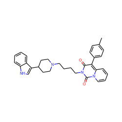 Cc1ccc(-c2c(=O)n(CCCCN3CCC(c4c[nH]c5ccccc45)CC3)c(=O)n3ccccc23)cc1 ZINC000040938053