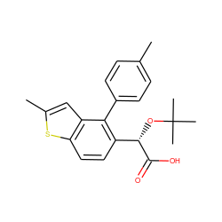 Cc1ccc(-c2c([C@H](OC(C)(C)C)C(=O)O)ccc3sc(C)cc23)cc1 ZINC000473115894