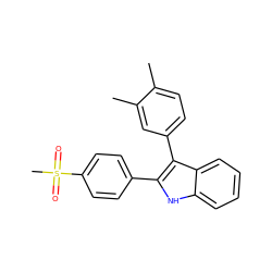 Cc1ccc(-c2c(-c3ccc(S(C)(=O)=O)cc3)[nH]c3ccccc23)cc1C ZINC000003814536