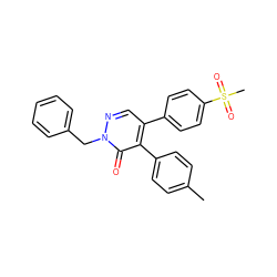 Cc1ccc(-c2c(-c3ccc(S(C)(=O)=O)cc3)cnn(Cc3ccccc3)c2=O)cc1 ZINC000013487669