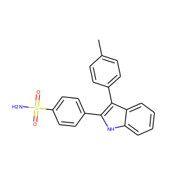 Cc1ccc(-c2c(-c3ccc(S(N)(=O)=O)cc3)[nH]c3ccccc23)cc1 ZINC000013477354