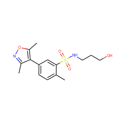 Cc1ccc(-c2c(C)noc2C)cc1S(=O)(=O)NCCCO ZINC000095580336