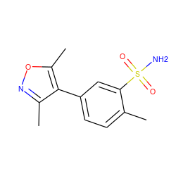 Cc1ccc(-c2c(C)noc2C)cc1S(N)(=O)=O ZINC000095577921