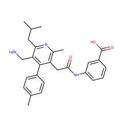 Cc1ccc(-c2c(CC(=O)Nc3cccc(C(=O)O)c3)c(C)nc(CC(C)C)c2CN)cc1 ZINC000066156769