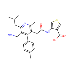 Cc1ccc(-c2c(CC(=O)Nc3cscc3C(=O)O)c(C)nc(CC(C)C)c2CN)cc1 ZINC000066157313