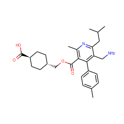 Cc1ccc(-c2c(CN)c(CC(C)C)nc(C)c2C(=O)OC[C@H]2CC[C@H](C(=O)O)CC2)cc1 ZINC001772601788