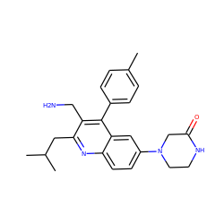 Cc1ccc(-c2c(CN)c(CC(C)C)nc3ccc(N4CCNC(=O)C4)cc23)cc1 ZINC000072177562