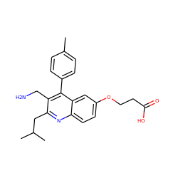 Cc1ccc(-c2c(CN)c(CC(C)C)nc3ccc(OCCC(=O)O)cc23)cc1 ZINC001772582682