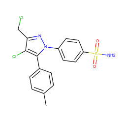 Cc1ccc(-c2c(Cl)c(CCl)nn2-c2ccc(S(N)(=O)=O)cc2)cc1 ZINC000473099704