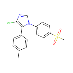 Cc1ccc(-c2c(Cl)ncn2-c2ccc(S(C)(=O)=O)cc2)cc1 ZINC000013525162