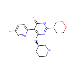 Cc1ccc(-c2c(N[C@@H]3CCCNC3)nc(N3CCOCC3)[nH]c2=O)nc1 ZINC001772624198