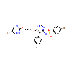 Cc1ccc(-c2c(NS(=O)(=O)c3ccc(Br)cc3)ncnc2OCCOc2ncc(Br)cn2)cc1 ZINC000027073463