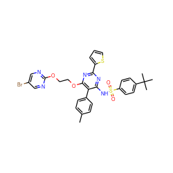 Cc1ccc(-c2c(NS(=O)(=O)c3ccc(C(C)(C)C)cc3)nc(-c3cccs3)nc2OCCOc2ncc(Br)cn2)cc1 ZINC000027983383